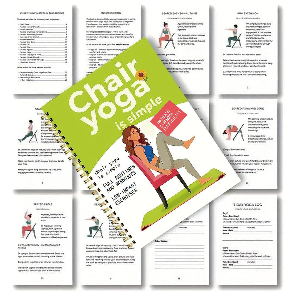 30 Day Chair Yoga Spiral Notebook Illustrated Sitting Guide