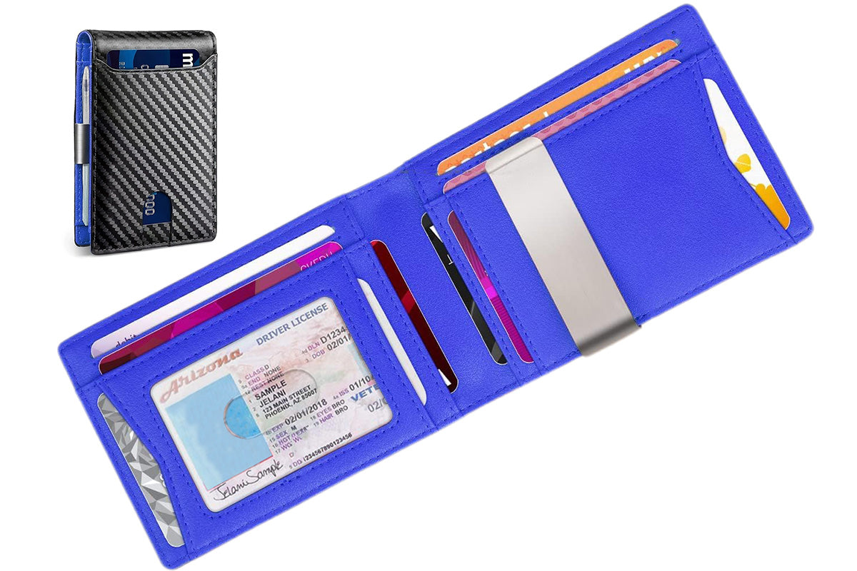 Mens Slim Wallet Leather Money Clip RFID Blocking Front Pocket Bifold Thin Card Holder