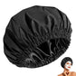 Reusable Water-Resistant Double-Layer Polyester and Satin Shower Cap for Women