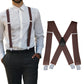Mens X Back Elastic Suspenders with 4 Metal Clips Adjustable to 120cm