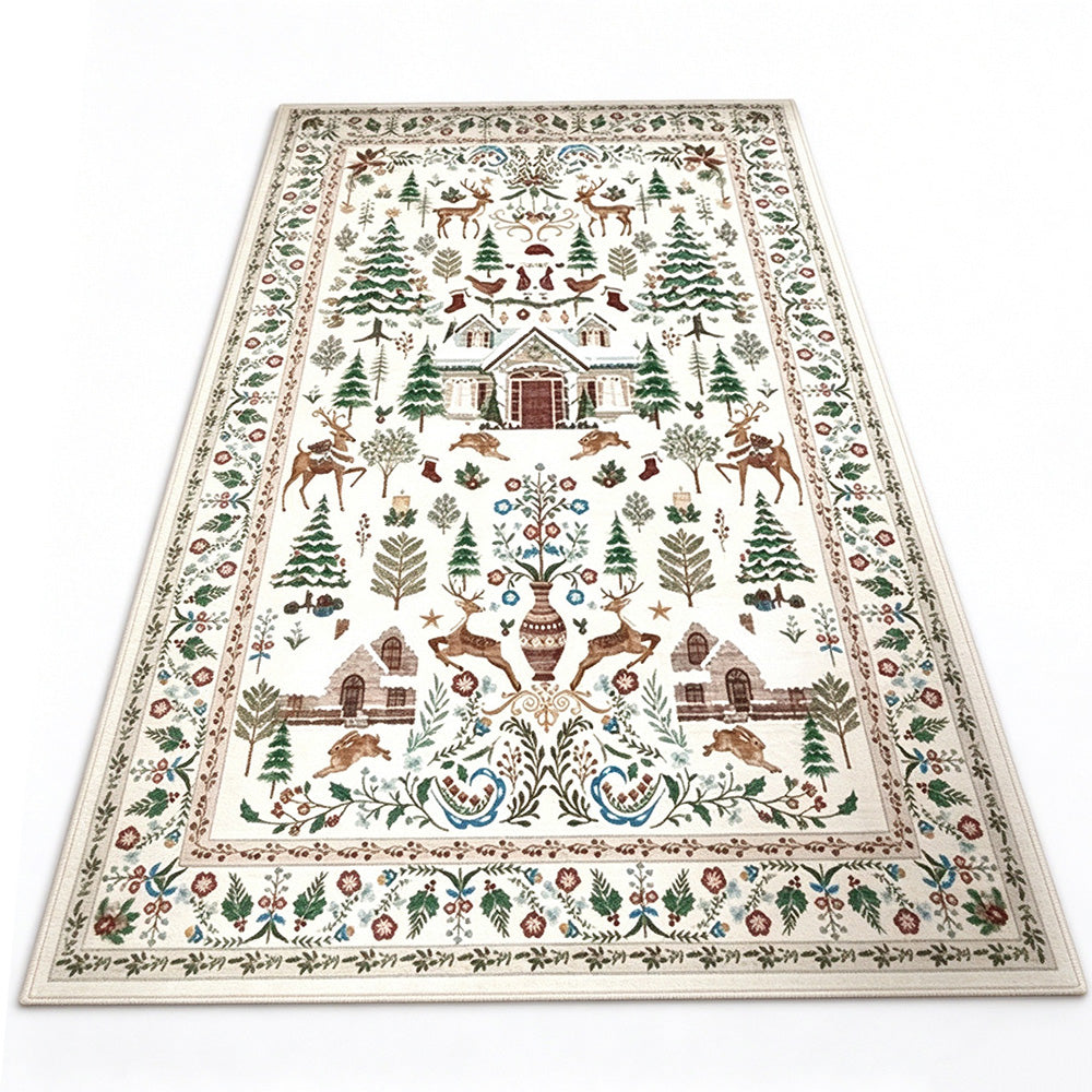 Vintage Christmas Crystal Velvet Area Rug Living Room Floor Mat-Style 2