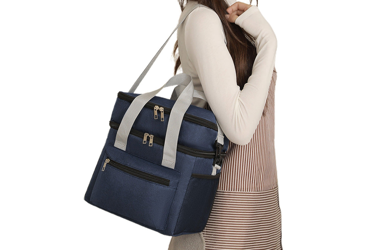 Double-Layer Insulated Portable Lunch Bag Cooler Food Container