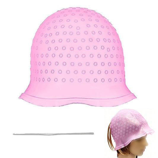 Reusable Silicone Hair Highlighting Cap with Stainless Steel Hook