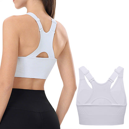 Women Adjustable Sports Bra Wide Strap Design for Running and Gym Fitness-White