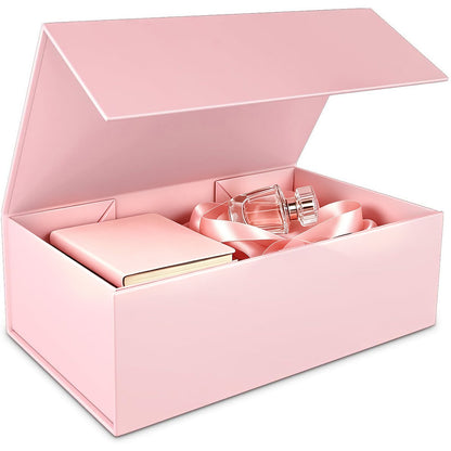 Easy Attached Foldable Cardboard Gift Box for Holiday Packaging-Pink