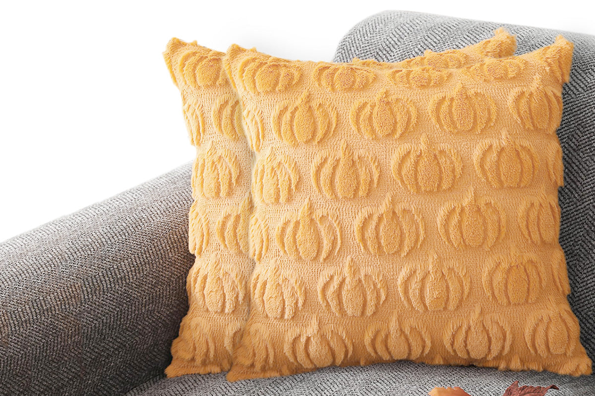 Fall Pillow Covers Halloween Pumpkins Faux Fur Pillowcase for Chair Sofa-Brown