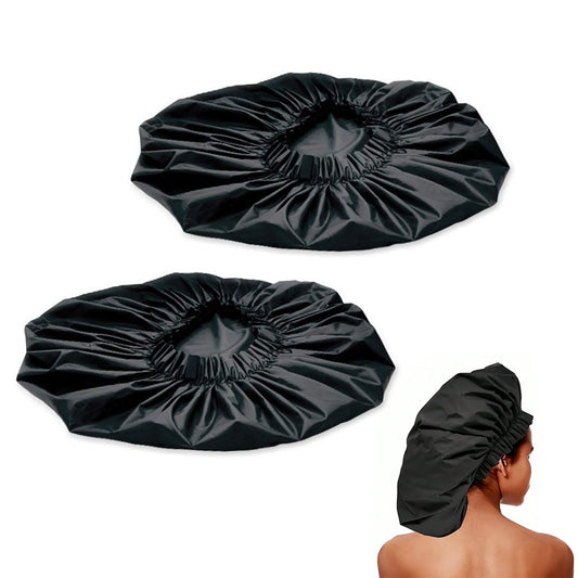 2 Pack Extra Large Waterproof Reusable PEVA Shower Caps for Long Hair