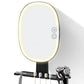 Bathroom Anti Fog Mirror with Lights Built In Shelf No Drilling Installation for Shower Room