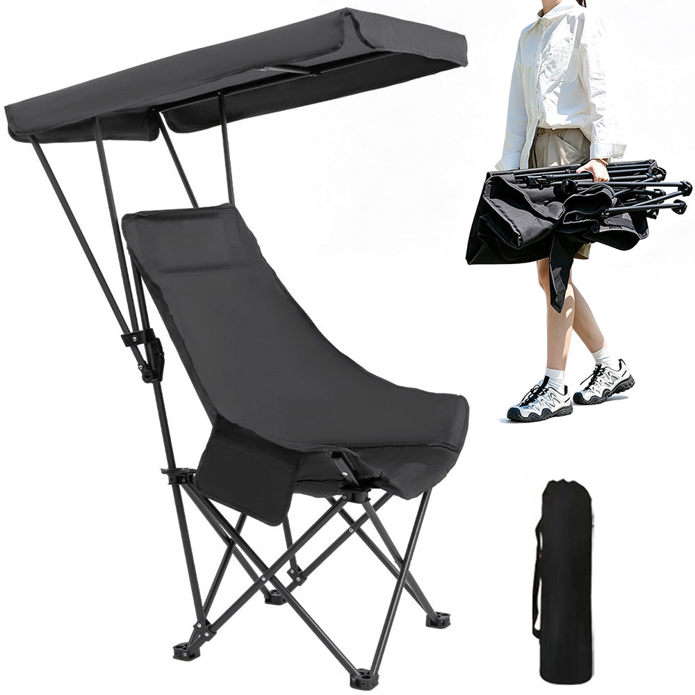 Camping Chair with Canopy Folding Outdoor Chair for Fishing Beach