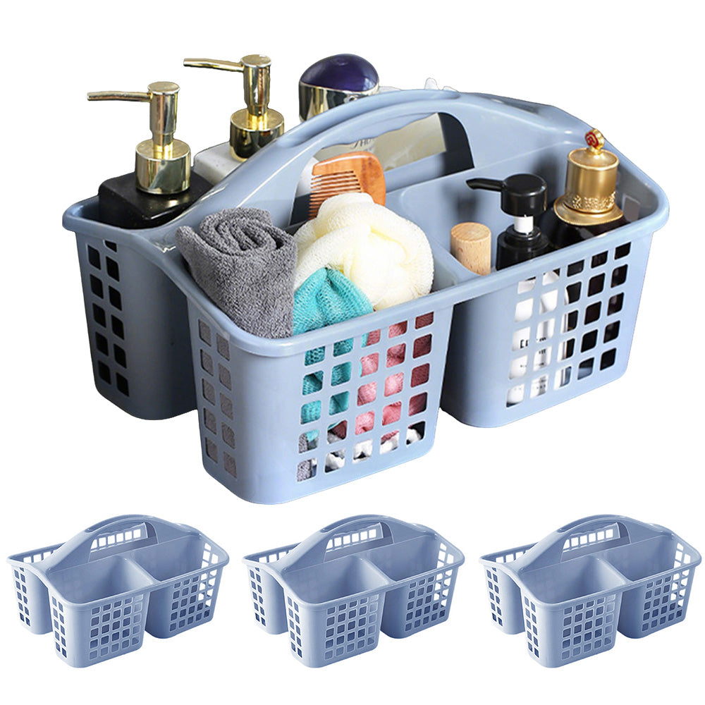 4 PCS Shower Caddy with Handle 3 Compartments Plastic Organizer Basket for Bathroom Kitchen