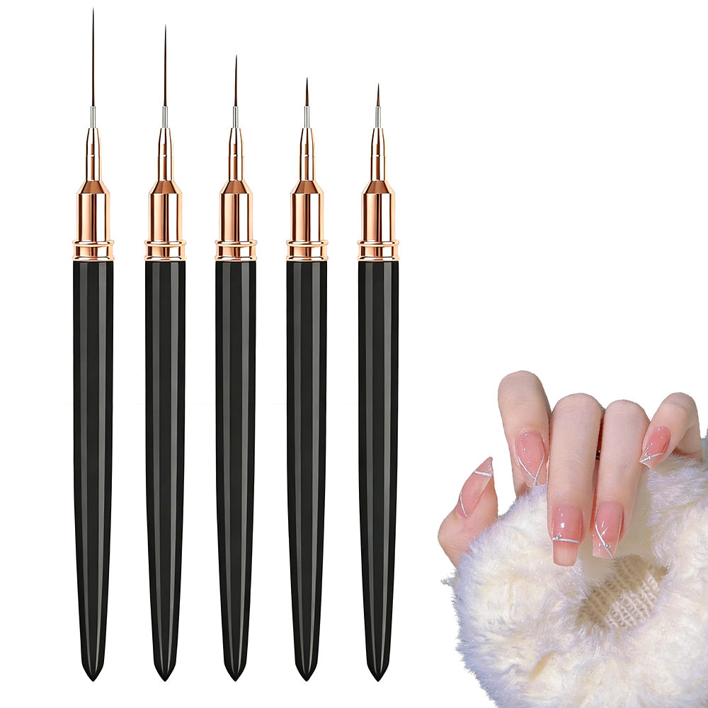 5PCS Nail Art Liner Brushes Set Nail Tools For Long Lines Thin Details Fine Drawing