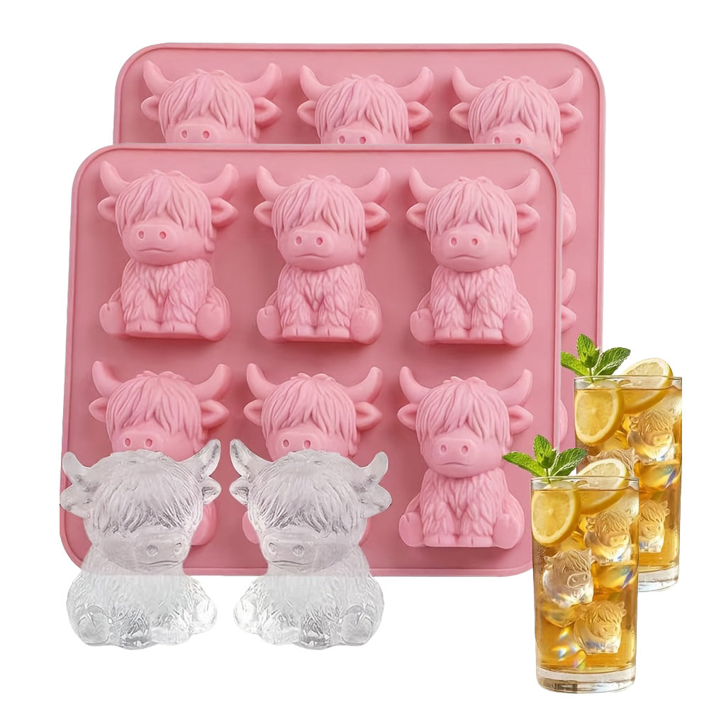 2 Pack 6 Cavity Silicone Highland Cow Ice Cube Molds
