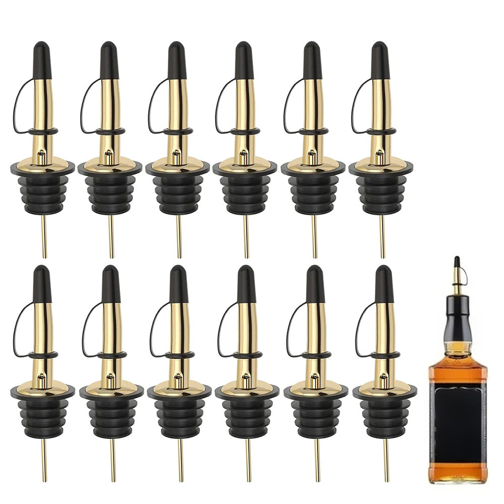 12Pcs Stainless Steel Non Drip Wine Pourers with Dust Caps