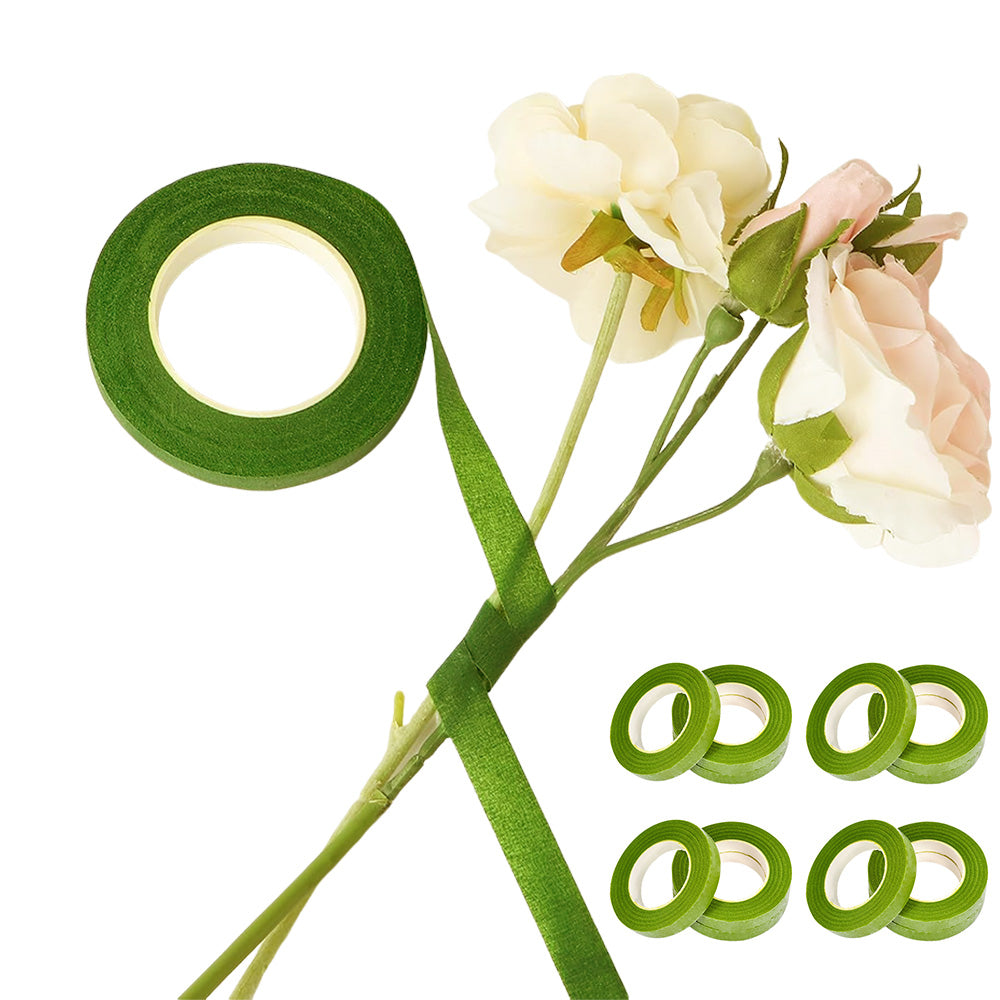12 Pcs Green Crepe Paper Floral Tape for Bouquet Stem Wrapping and Crafts