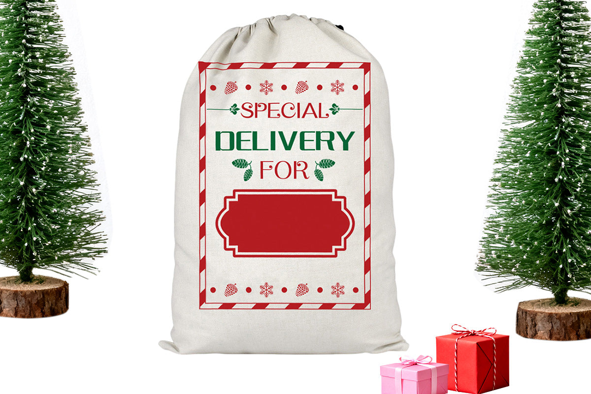 2Pcs Christmas Gift Canvas Bags Santa Sacks Drawstring Christmas Bags