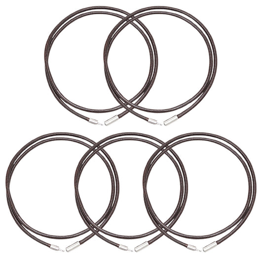 5Pcs 3mm Braided Necklace Cord Adjustable Rope with Copper Buckle for DIY Jewelry-Coffee