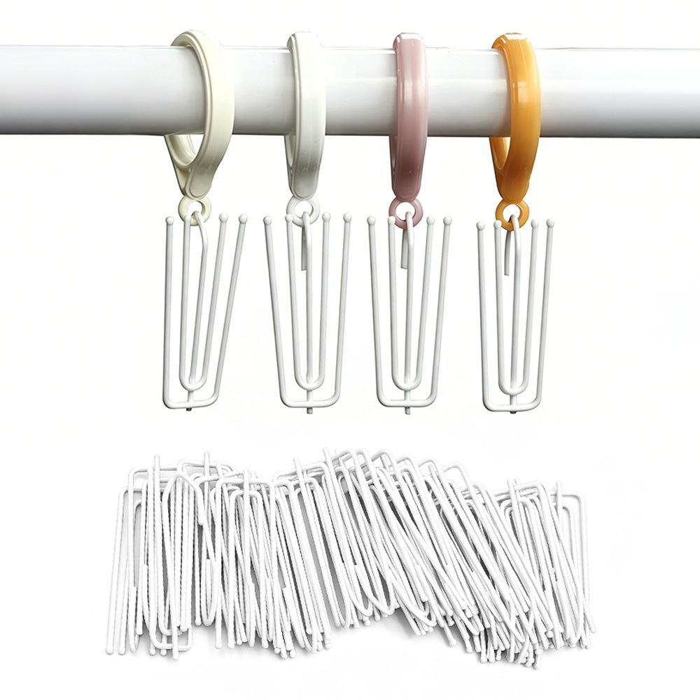 50Pcs 4 Prong Stainless Steel Pinch Pleat Curtain Hooks for Pleated Curtains