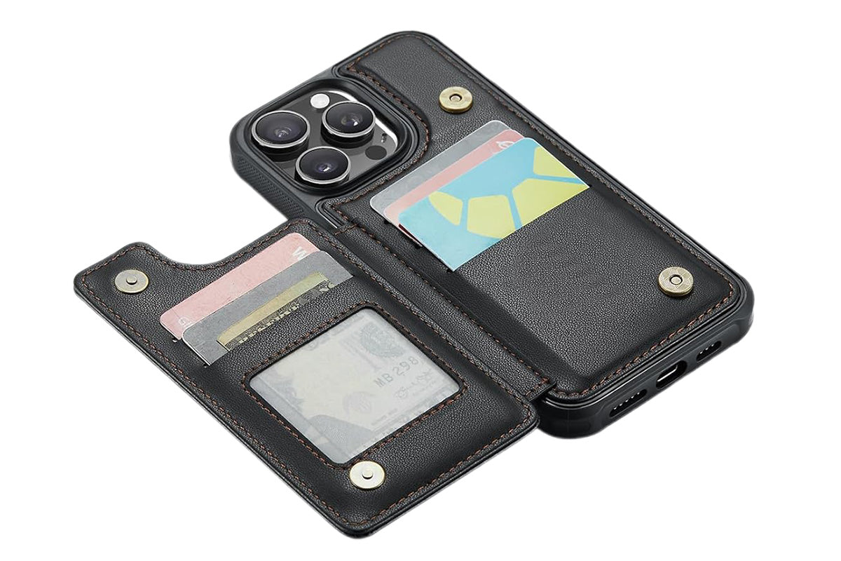 Wallet Case for iPhone 16 Pro Max iPhone16Pro Max 16Pro with Card Holder and RFID Blocking-Black