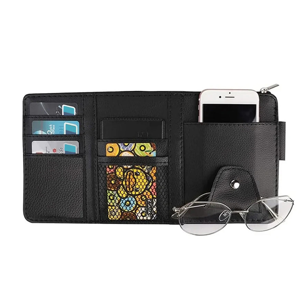Car Sun Visor Organizer Driver License Sunglasses Holder Pocket
