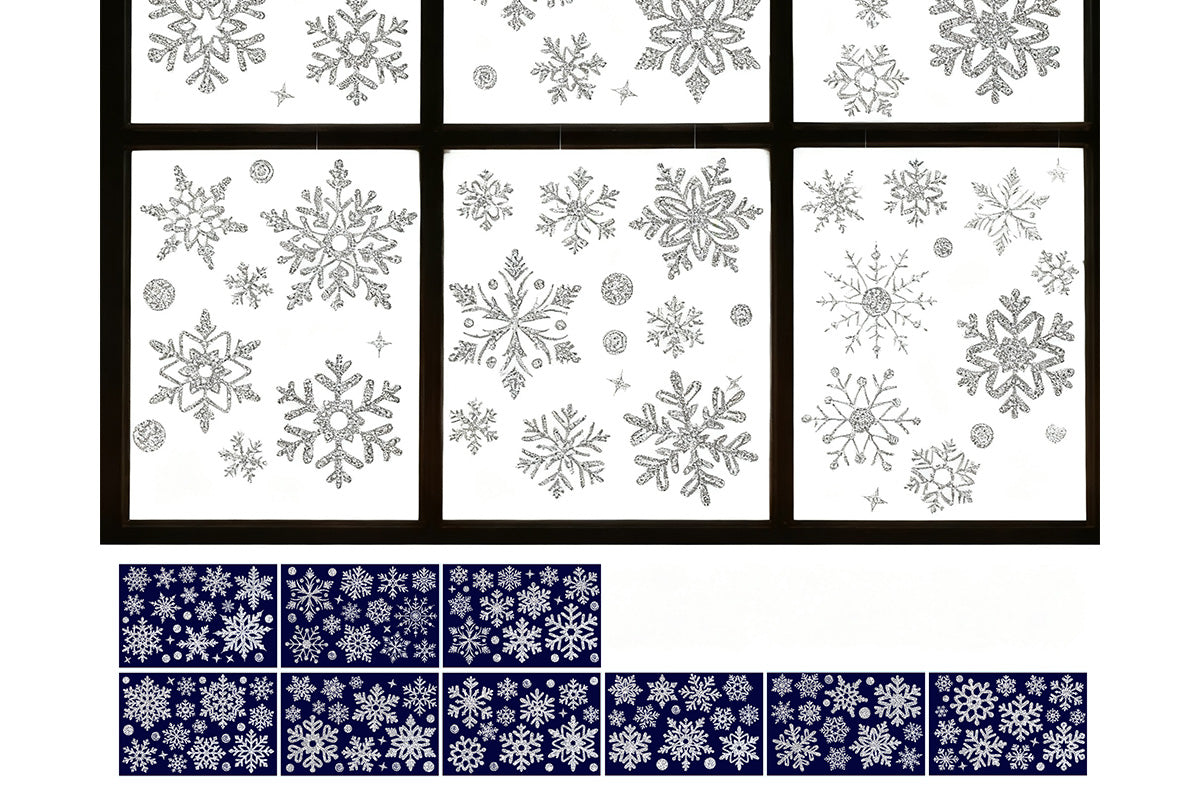 Christmas Window Clings Snowflakes Static Stickers Gold Silver for Holiday Decorations
