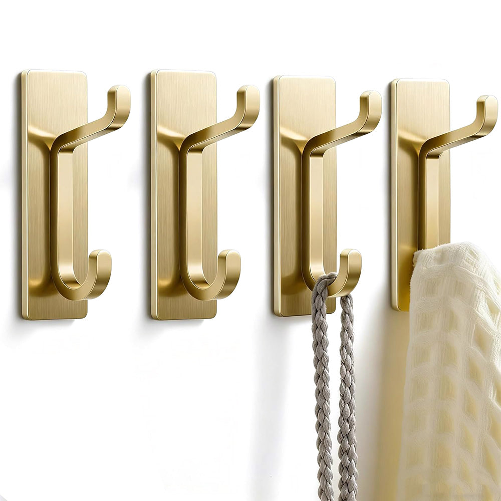 4 Pack Stainless Steel Double Adhesive Hooks with 3kg Capacity