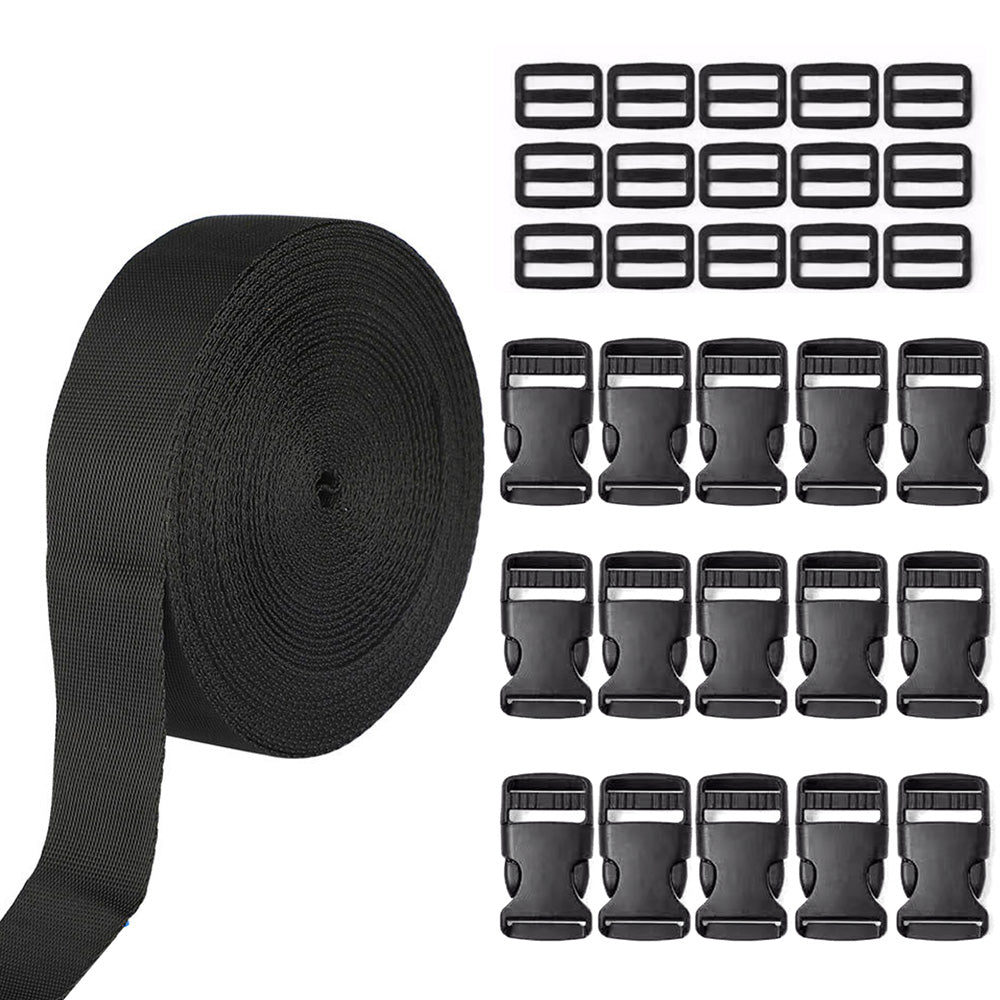 Buckle and Strap Kit Nylon Strap with Triglide Clips for Backpack Dog Collar