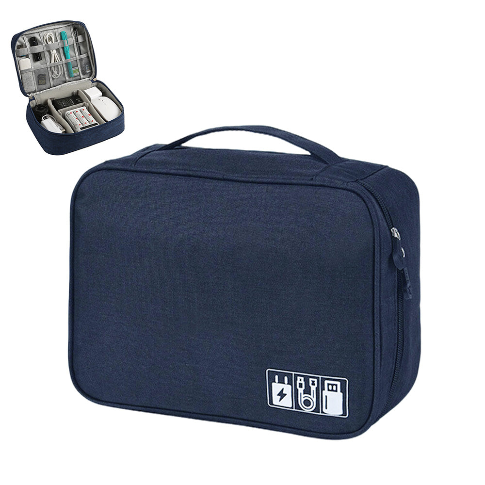 Large Digital Electronics Travel Organizer Bag with Adjustable Dividers