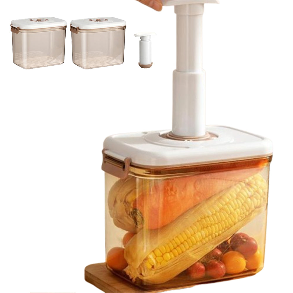 2Pcs Vacuum Seal Food Storage Container with Lid Strainer Vacuum Pump Airtight Food Storage