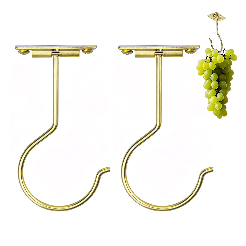2Pcs Self Adhesive Foldable Banana Hook for Under Cabinet Metal Holder for Kitchen