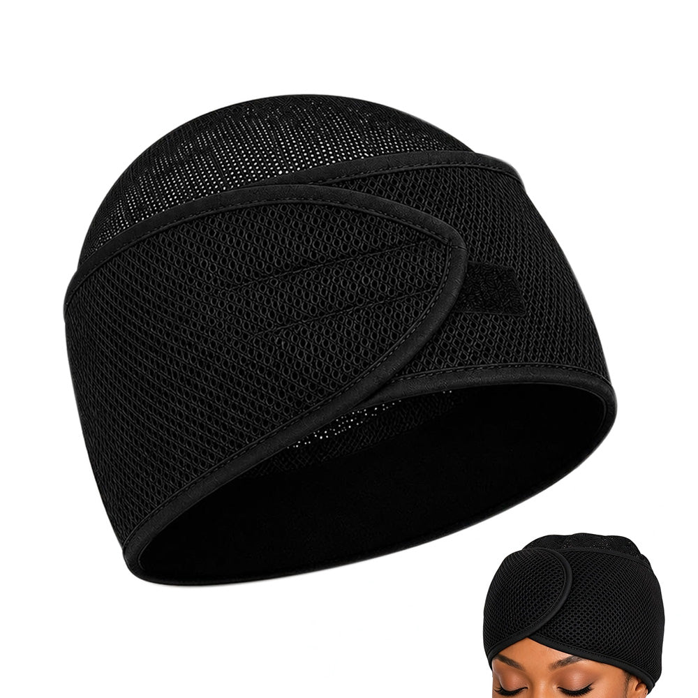 2-in-1 Mesh Sleep Hair Band with Hook and Loop for Short Hair Overnight