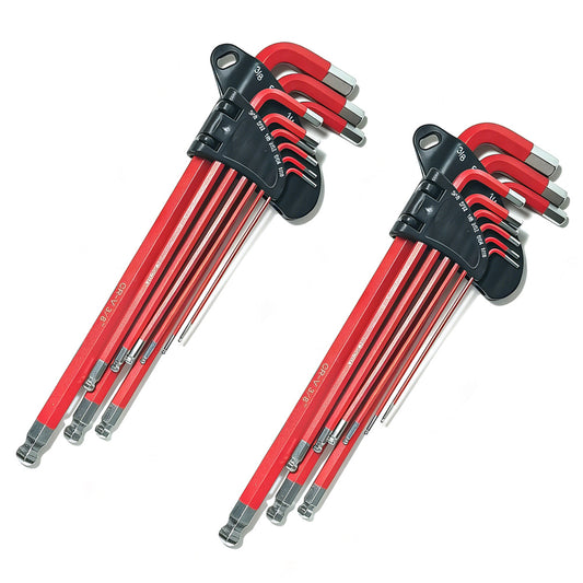 2X9Pcs Long Arm Ball End Hex Key Set with CRV Steel for Car and Motorcycle Repair