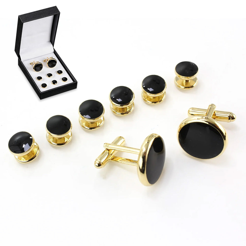 8 Pcs Men Tuxedo Cufflink and Shirt Stud Set for Weddings and Parties