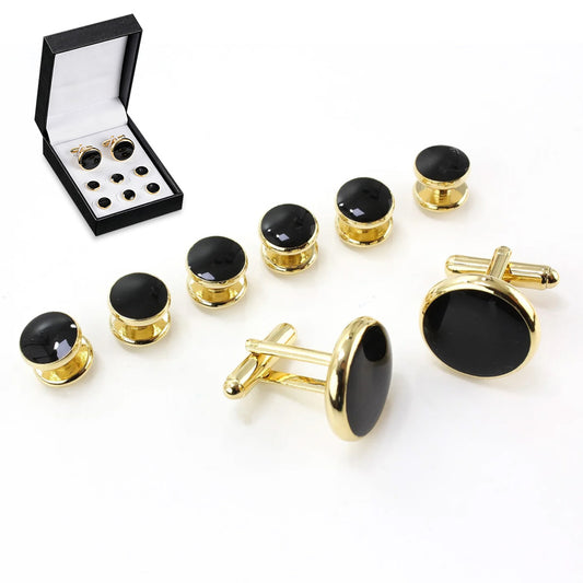 8 Pcs Men Tuxedo Cufflink and Shirt Stud Set for Weddings and Parties