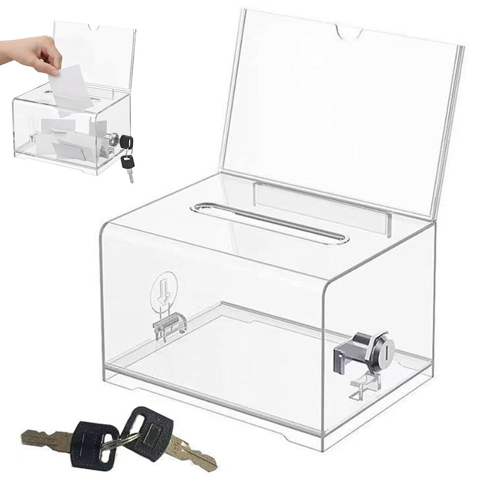 Lockable Suggestion Box with Keys Desktop Collection Box for Voting Donations Suggestions