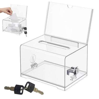 Lockable Suggestion Box with Keys Desktop Collection Box for Voting Donations Suggestions