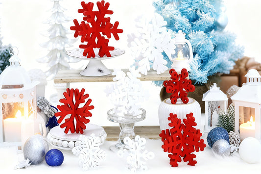 8Pcs 3D Wooden Snowflake Table Decor Christmas Winter Wonderland Centerpiece