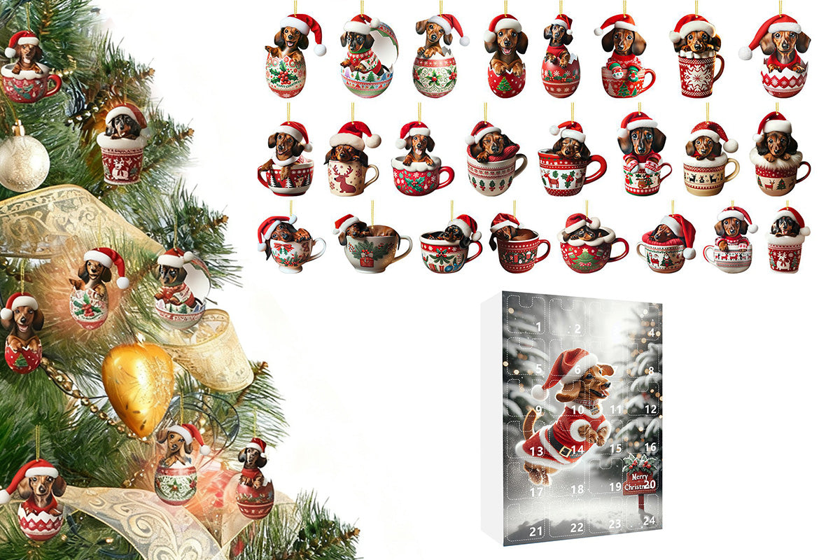 Christmas Countdown Advent Calendar Dog Holiday Collectible Hanging Ornament