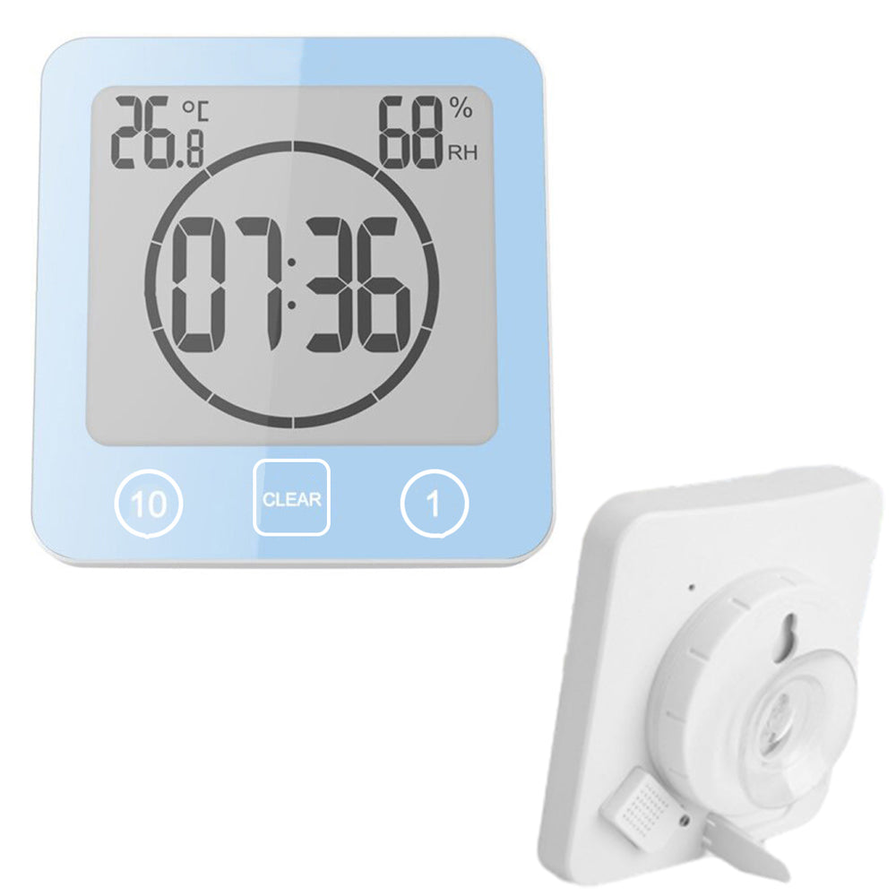 Digital Temperature Humidity Meter Water-Resistant Bathroom Alarm Clock