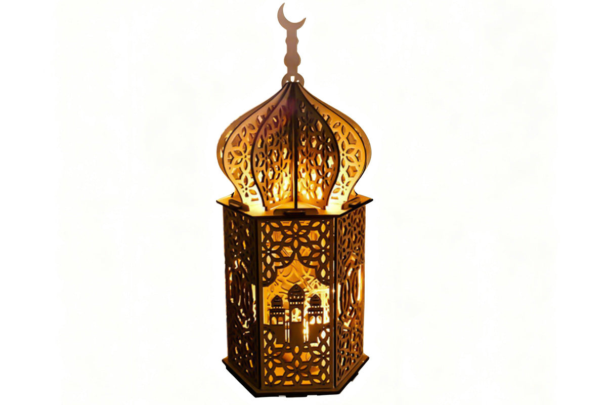 Christmas Wooden Lantern – Decorative Carved Hollow LED Night Light for Holiday Home Decor
