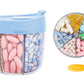 7 Compartments Pill Organizer Bottle with Handle and Rotating Lid for Travel Use