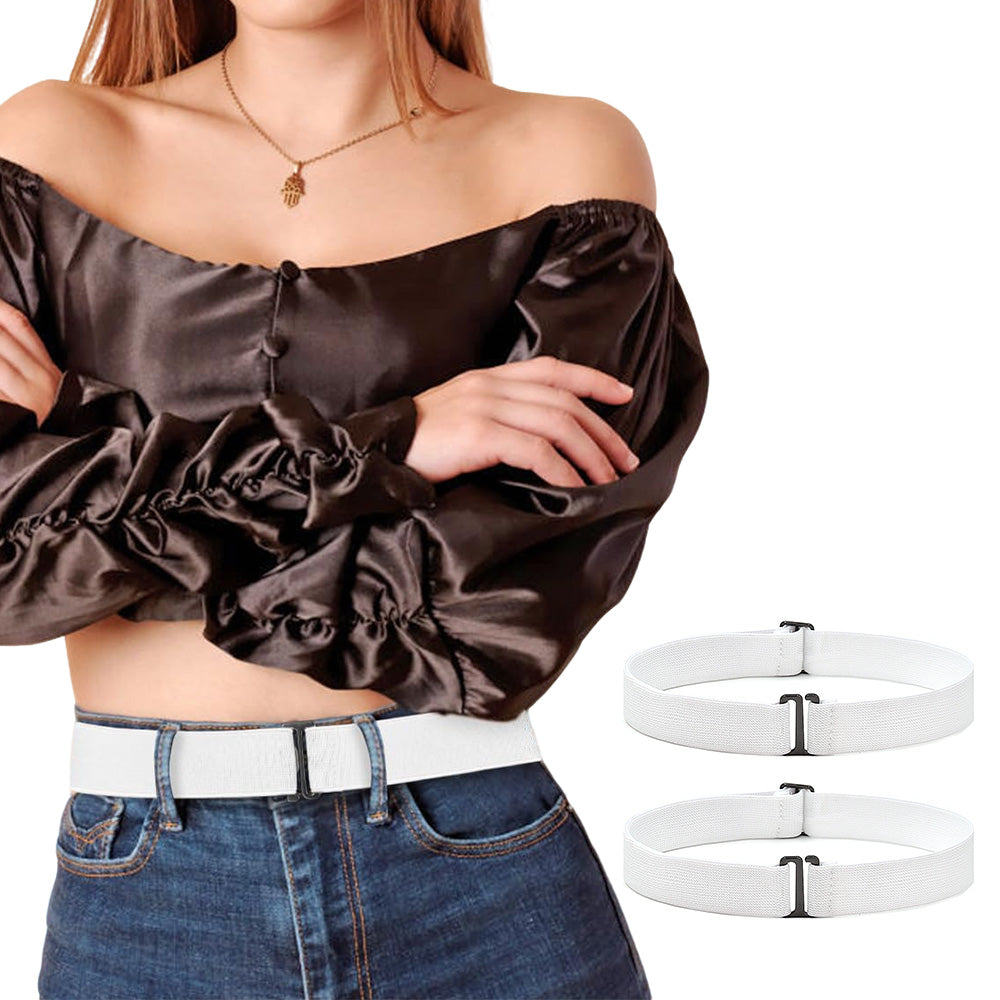 2Pcs Women Adjustable Stretch Belt Invisible Elastic Waistband for Pants Jeans Dresses