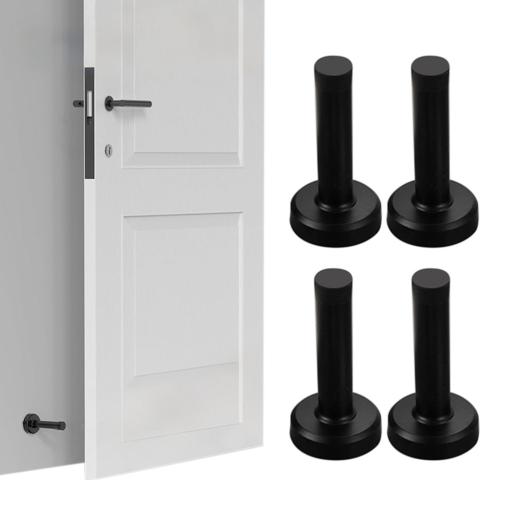 4 Pack Stainless Steel Door Stop Strong Adhesive No-Drill with Rubber Bumper