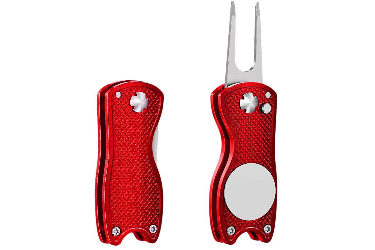 2PCS Golf Divot Repair Tool Putt Alignment Ball Marker Pop-up Fork Tine