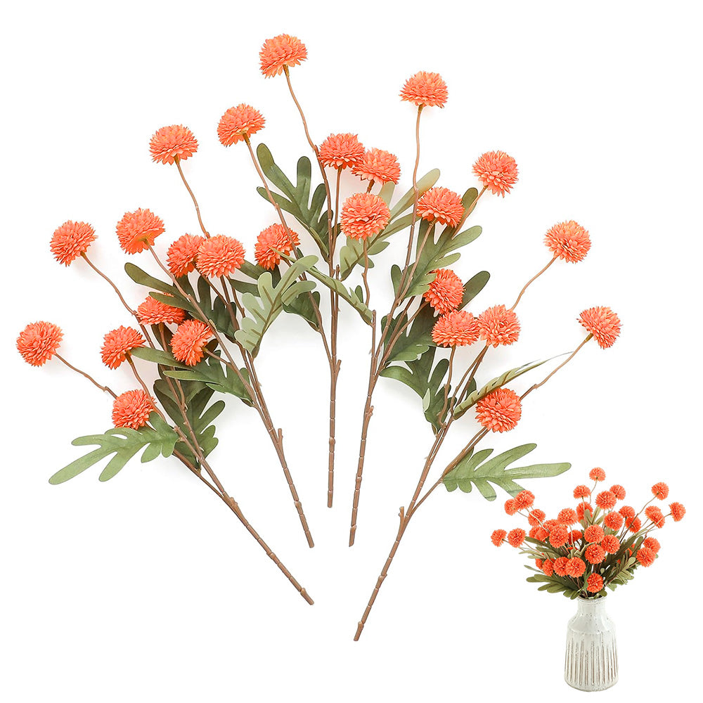 5 Pack Stem Cloth Dandelion Ball Artificial Flowers with Bendable Stems