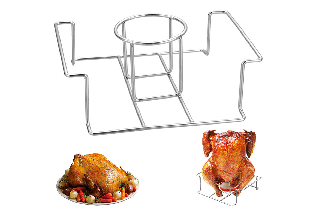 Beer Can Chicken Holder Stainless Steel Beer Chicken Stand With Handle For Grill And Smoker