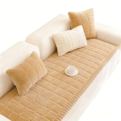 Thick Plush Pet Sofa Cover Non Slip Couch Protector Corduroy Mat-Khaki