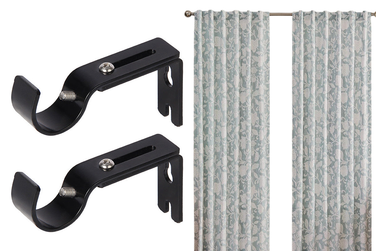 2PCS Curtain Rod Brackets Adjustable Wall Mounts Hang Curtain Rod Holders