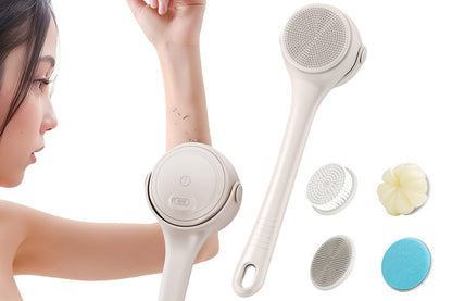 Electric Body Back Scrubber for Shower Dual Handle Bath Brush for Exfoliating Massage