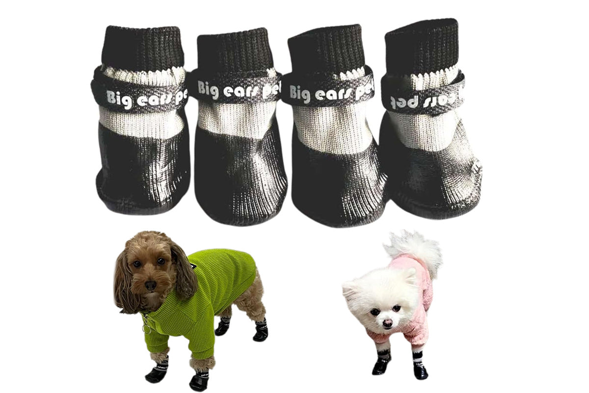 Waterproof Anti Slip Pet Shoes with Rubber Sole for Indoor and Outdoor Use-Black