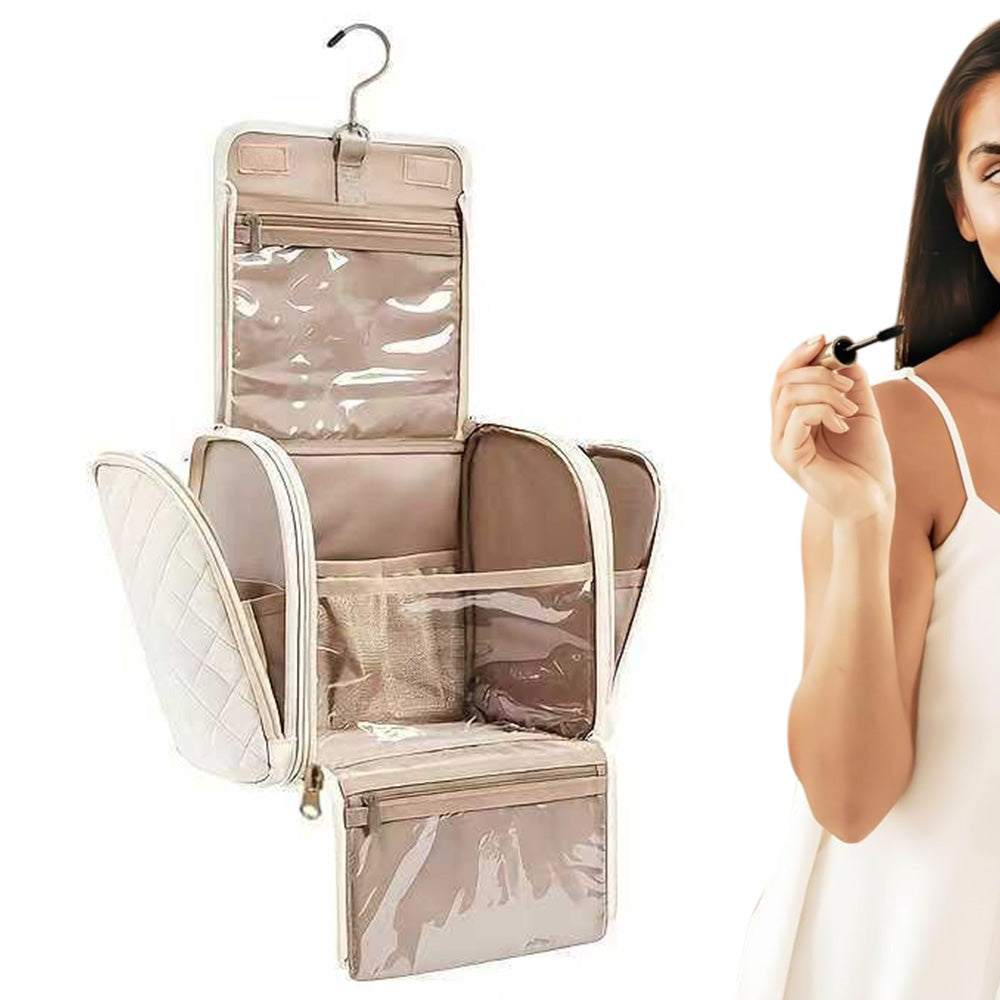 Travel Makeup Bag with Hanging Hook Large Capacity
